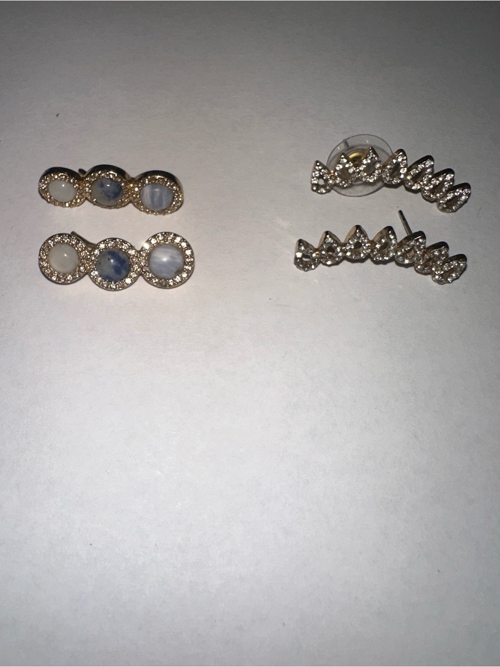 Ear Crawler Lot 2 Pairs BaubleBar Faux Gemstone Halo Pavé Crystal Ear Climbers